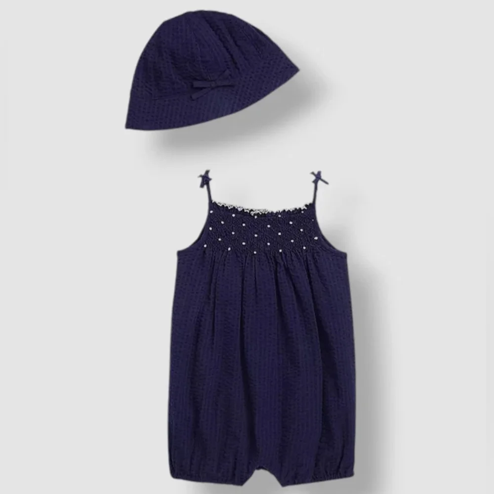 Ralph Lauren Hand Smocked Seersucker Shortall